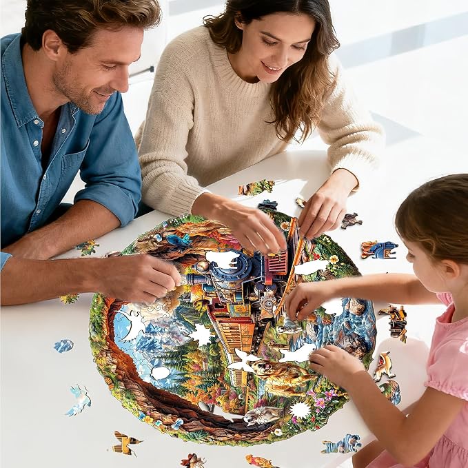 KAAYEE Wooden Puzzles for Adults, 3D Visual Effect Dogs Racing Against Trains - Image 4