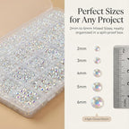 36000Pcs White AB Rhinestones for Bedazzling, Iridescent Mixed Sized 2-6mm - Image 3