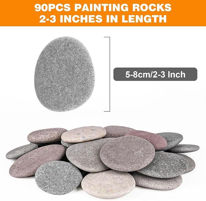River Rocks for Painting 90 Pcs Large 2-3 Inch Flat Smooth Painting Stones - Image 2