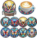 8 Pack Diamond Art Coasters, Butterfly Diamond Painting Coasters Kits | by Zythron