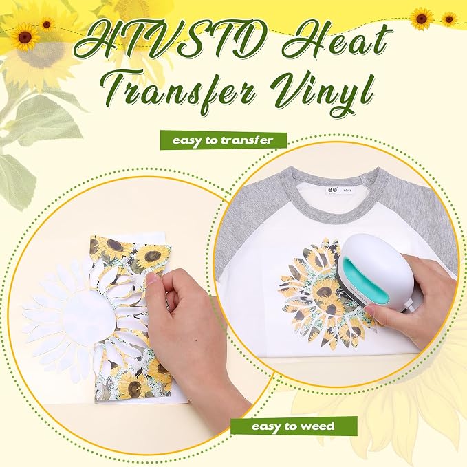 HTVSTD Sunflower HTV Heat Transfer Vinyl 10 Sheets 12×10in Iron on Vinyl | - Image 3