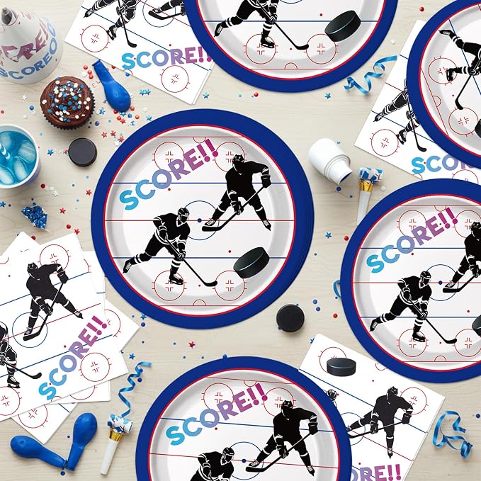 40Pcs Hockey Birthday Decorations Ice Sports Birthday Paper Plates and Napkins - Image 5