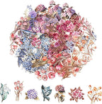 80Pcs Natural Flower Stickers for Scrapbooking, Self-Adhesive Transparent by Weenkilly