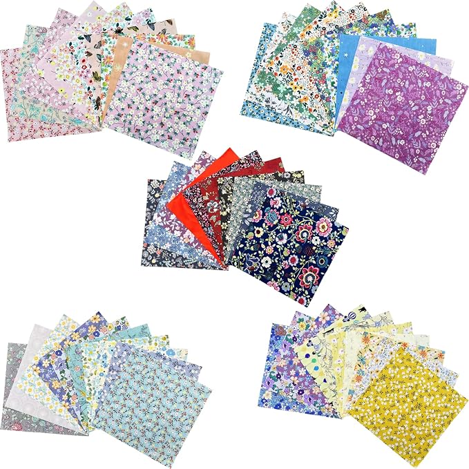 HANPATQUI 50PCS 10 x 10 inch Floral 100% Cotton Fat Quarters Fabric - Image 3