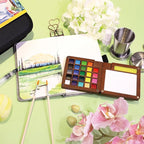 Pagather 24 Colors Mini Watercolor Travel Set, Portable Watercolor Kit - Image 8