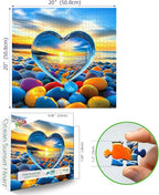 MINIWAN Sunset Heart Puzzles for Adults 500 Pieces, Letters on Back, Reference - Image 2