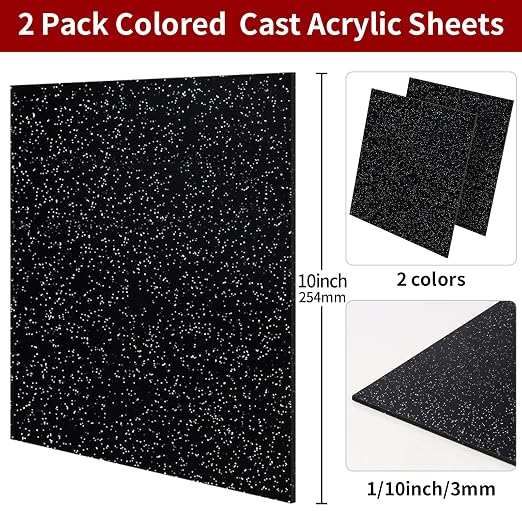 2 PCS 10 x 10 inch Glitter Colored Plexiglass Acrylic Sheets - Image 2