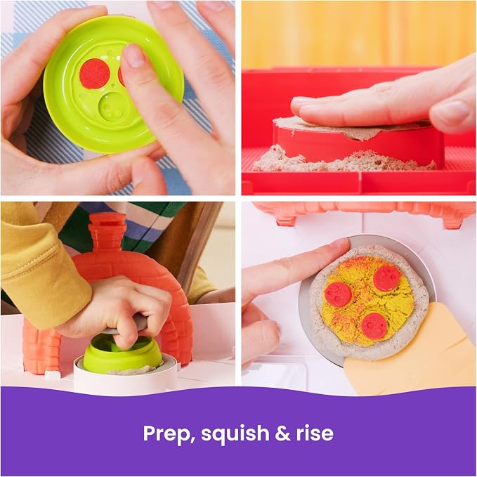 Kinetic Sand SquishPizza Playset, Moldable Play Sand Sensory Toys, Ages 5+ | - Image 3