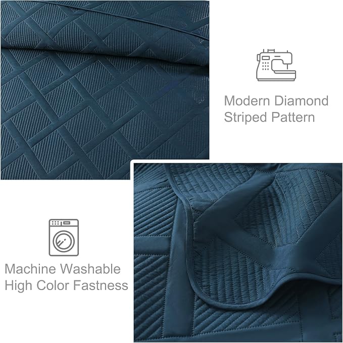 Exclusivo Mezcla King Quilt Set- Navy Blue Quilts Bedding Set - Image 5