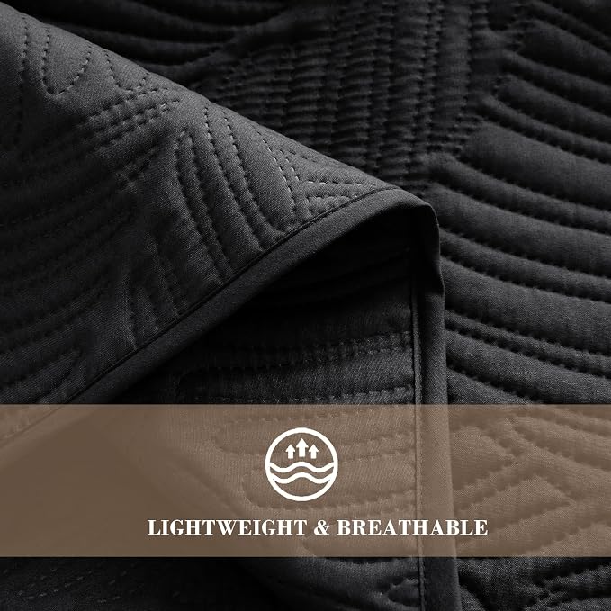 Exclusivo Mezcla California King Quilt Bedding Set, Lightweight Black Quilts - Image 5
