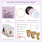 Uniartfy 3 Sets Embroidery Kit for Adults, Flower Pattern Embroidery Practice - Image 2