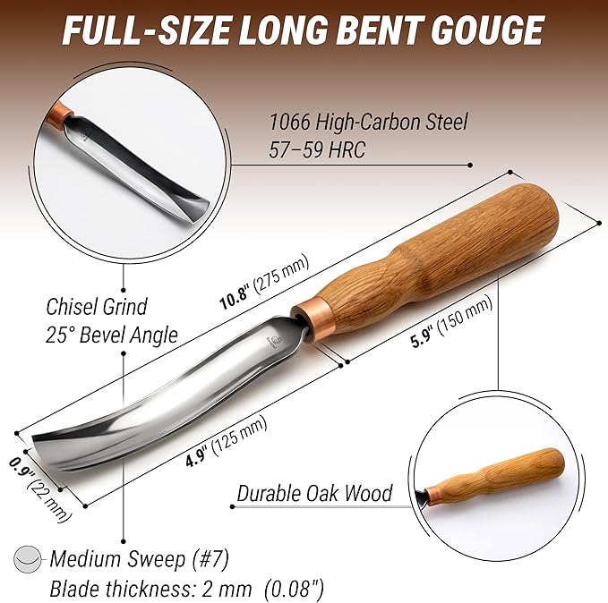 BeaverCraft Wood Carving Gouge 7L/22 Spoon Carving Tools, Chisels - Image 3