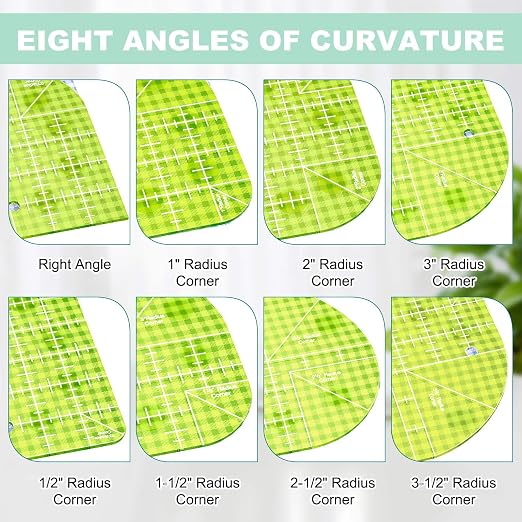 Kigley 2 Pcs Curved Corner Cutter Quilt Ruler Acrylic Sewing Patchwork Template - Image 3