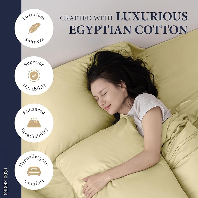100% Egyptian Cotton Queen Size Sheets Set - Image 2