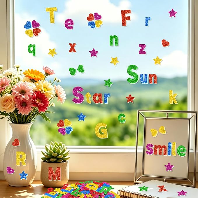 Glitter Foam Letter Stickers 335 Pcs Self-Adhesive Uppercase & Lowercase ABC - Image 5