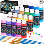 Fabric Paint, Yeeart 20 Colors Permanent Soft Fabric Paint Set by Yeeart