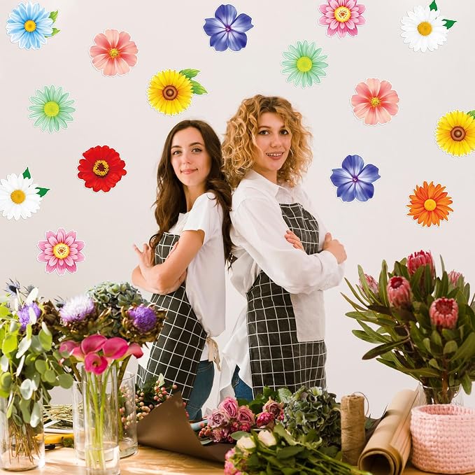 54Pcs Spring Flower Cutouts Bulletin Board Decorations Summer Floral Paper - Image 4