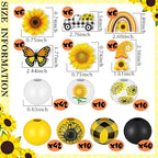 Bencailor 200 Pcs Sunflower Wooden Beads Wooden Colorful Round Loose White - Image 2
