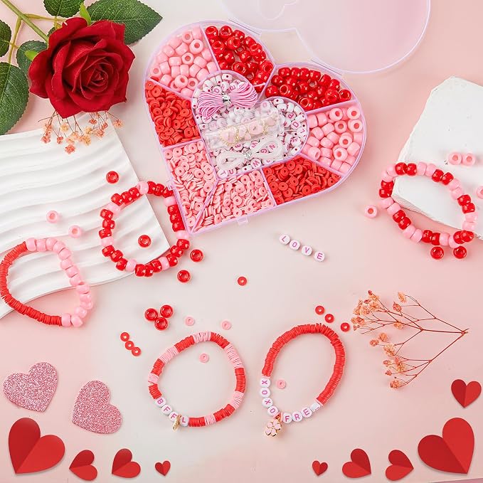 Taybonds Valentine's Day Bracelet Making Kit – Heart-Shaped Bead Box - Image 2