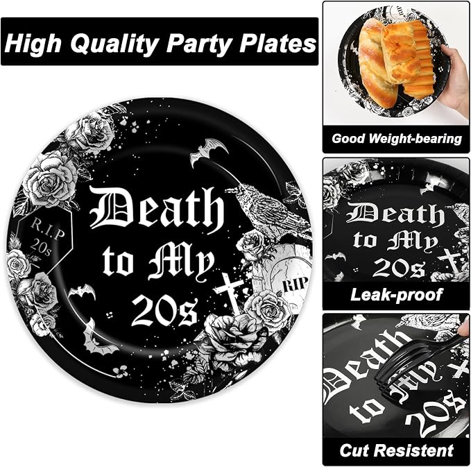 50 Guests 30th Birthday Plates and Napkins Party Supplies Death to My 20s Party - Image 3