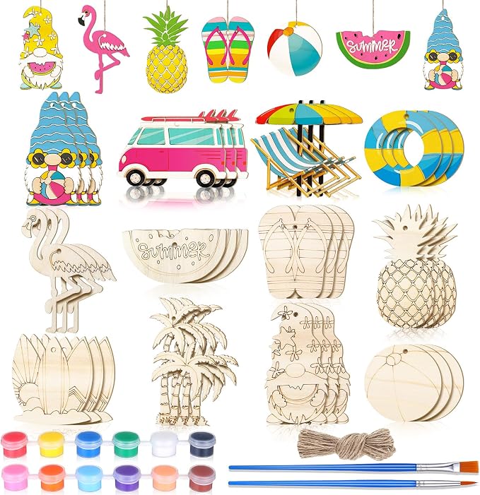 JellyArch 36 Pcs Summer Wood Cutouts Crafts by JellyArch
