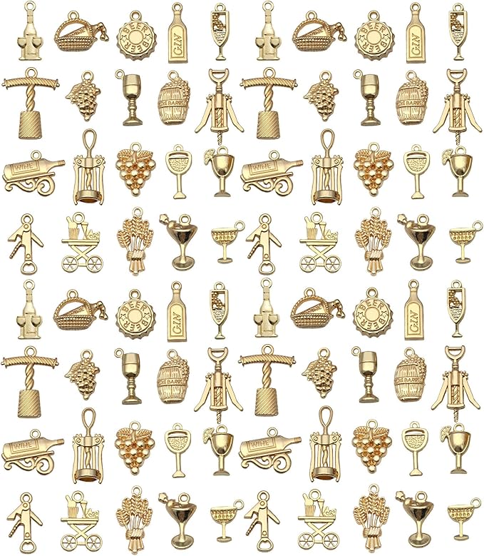 WOCRAFT 60pcs KC Gold Wine Charms Bracelet Charms by WOCRAFT