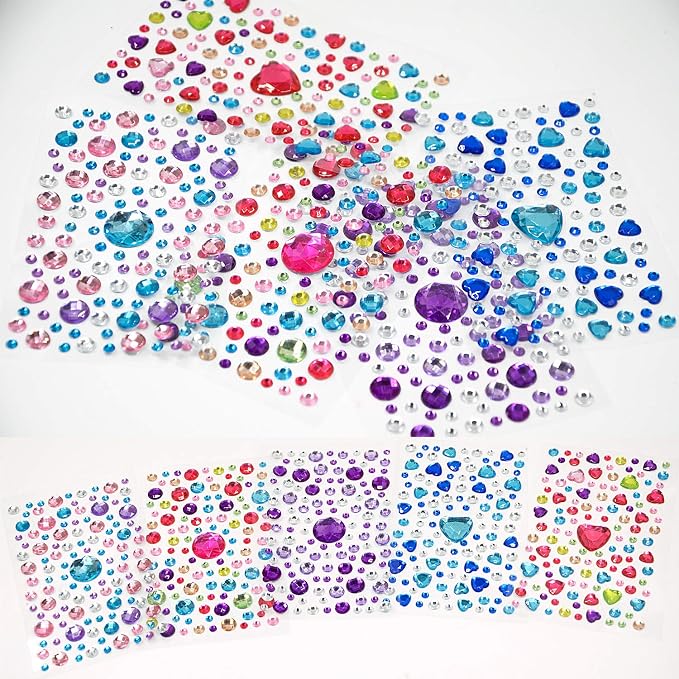2800PCS 25 Sheets Self-Adhesive Jewel Stickers Rhinestones Jewels Rhinestone - Image 8