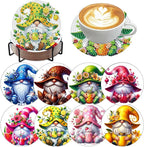 ijbnhd 8 Pack Diamond Art Coasters Kits Gnome | Diamond Painting Coasters Kit by ijbnhd