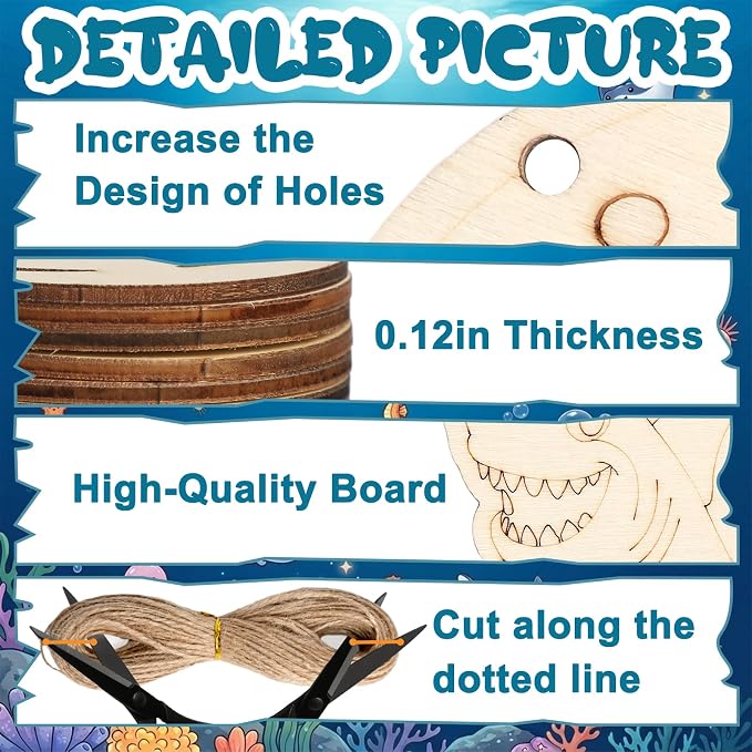 80PCS Unfinished Ornament Wood Crafts, Painting Blank Wooden Cutouts | DIY 10 - Image 3