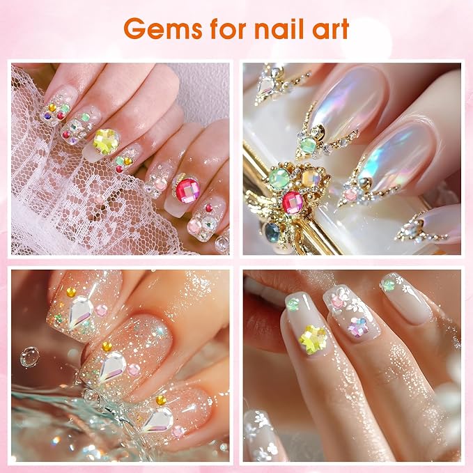 1200Pcs Crystal Gems for Crafts Mix Sizes Flatback Rhinestone Acrylic AB - Image 5