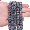 Songxi 5x8mm Natural Black and White Peacock Stone Rondelle Beads, Gemstone by SongXi
