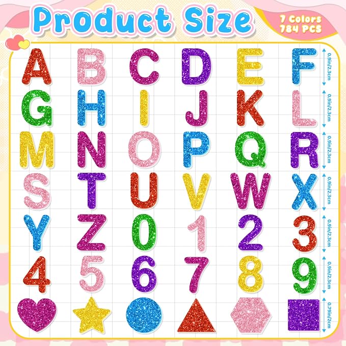 784 Pcs Foam Letter Stickers Glitter, Self-Adhesive Glitter Alphabet Stickers 1 - Image 2
