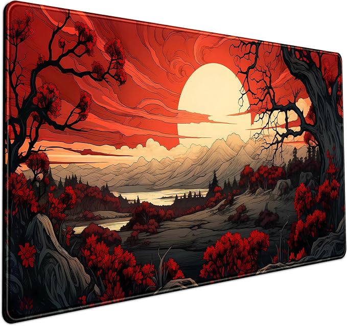 Red and Black Mouse Pad Japanese Mouse Pad XL Black Anime Big Mouse Pads by Mechanical+Cattle