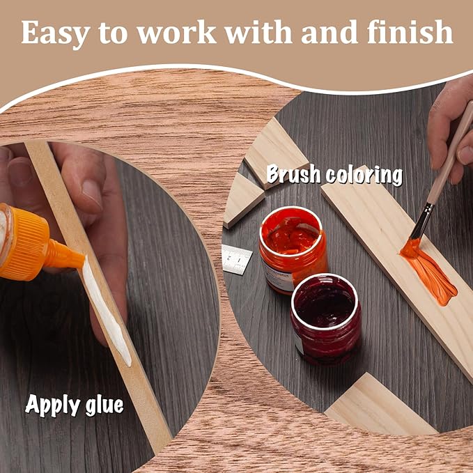 Wooden Dowels for Crafts, Wood Strips Trim Wood Slats Planks for Wall 1/4" × 2" - Image 4