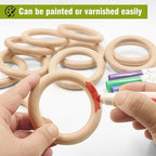 FoDau770 5pcs Natural Beech Wooden Rings, Unfinished Solid Wood Rings Heavy - Image 6