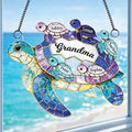 Grandma's Little Turtle Broken Glass Hologram Ornament, Personalized Grandma by Lullbabymall