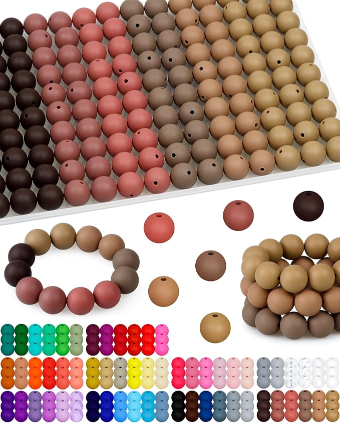 FIVEIZERO 160PCS 15mm Round Silicone Beads, Wear-resistant, Easy-clean by FIVEIZERO