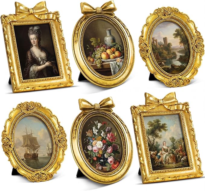 Vicenpal 9 Pcs Tiny Picture Ornate Frames 4 x 6 Inch Small Vintage Oval Picture by Vicenpal