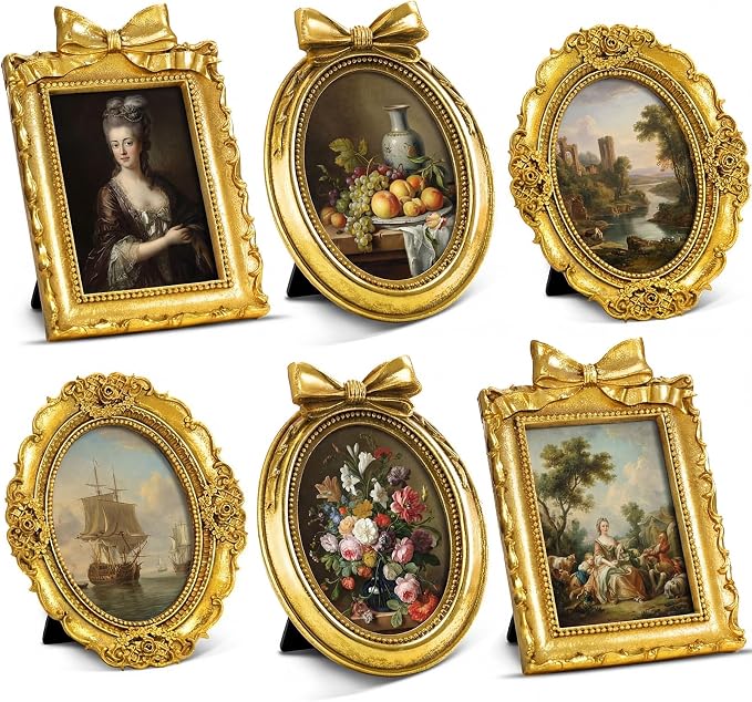 Vicenpal 3 Pcs Tiny Picture Ornate Frames 4 x 6 Inch Small Vintage Oval Picture by Vicenpal