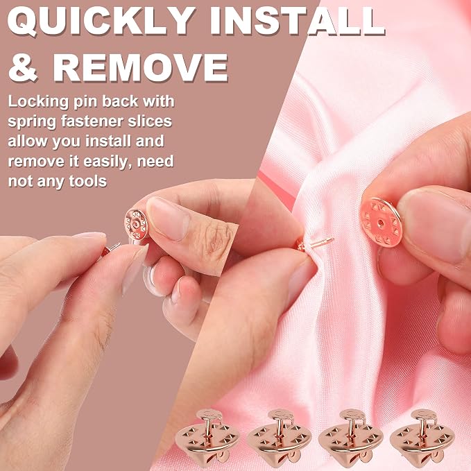 JANYUN 120 Pairs Butterfly Clutch Tie Tacks Pin Back Metal Locking | Rose Gold - Image 5