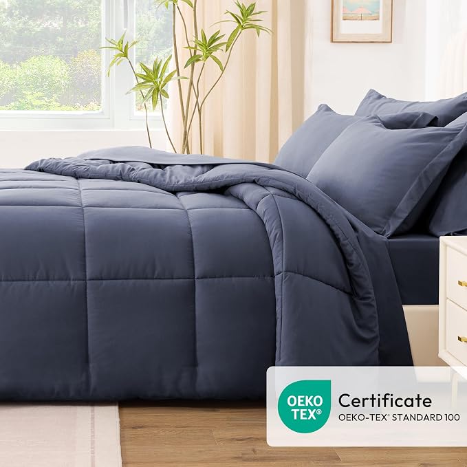 Love's cabin Full Comforter Set Indigo Blue, 7 Pieces Full Bed in a Bag - Image 5