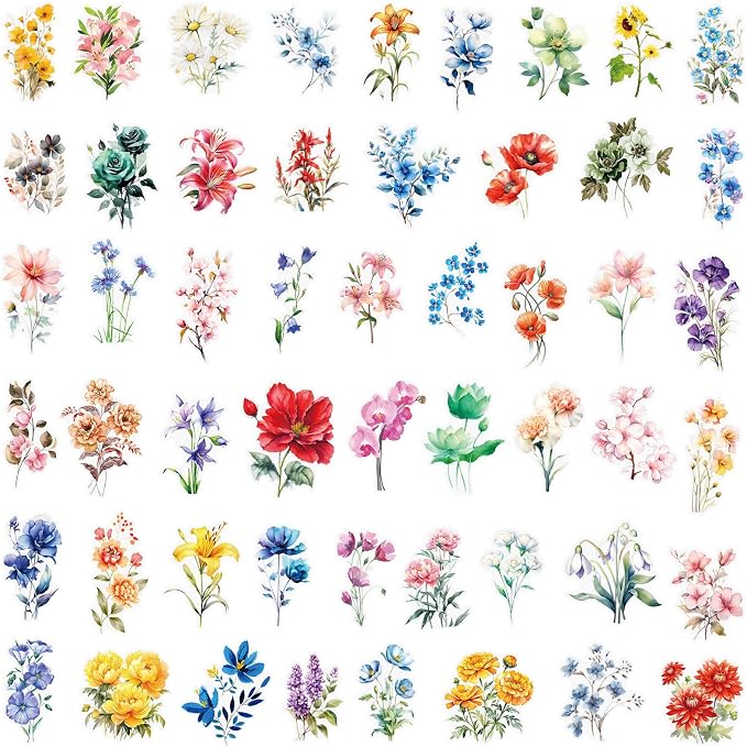 Transparent Flora Scrapbook Stickers Aesthetic Flowers Stickers | Transparent & - Image 2