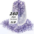1 LB Purple Flat Glass Beads, 160-180PCS Small Glass Marbles, Mini Flat Round by Foncomy
