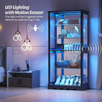Dystler Display Cabinet with RGB LED Lights & Glass Doors, Flexible Storage - Image 4