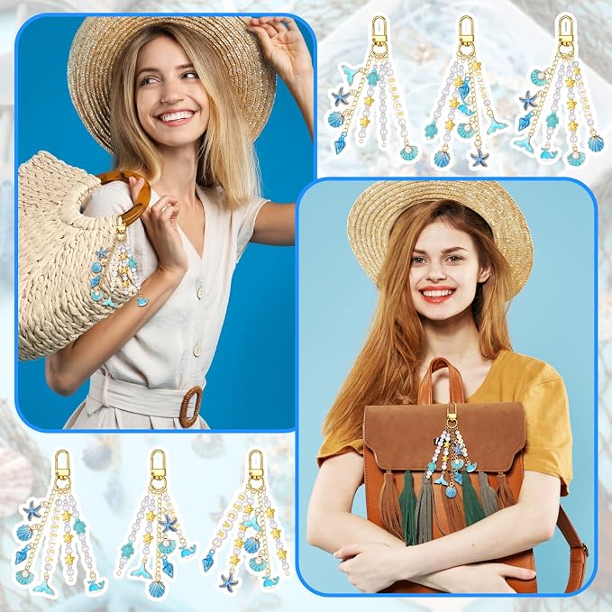 Cunno 776 Pcs Beach Seashell Bag Charm Making Kit, Ocean Coastal DIY Keychain - Image 4