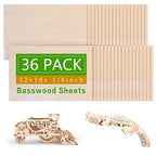 36 Pack Basswood Sheets Board 1/8 Inch Unfinished Wood, 3mm Plywood by Unknown