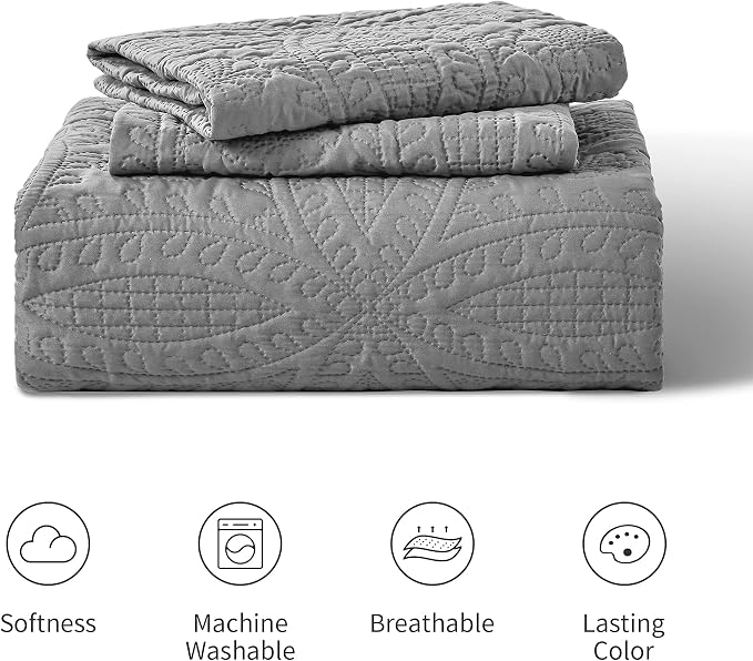 Love's cabin Quilts for Queen Bed Grey Bedspreads - Image 7