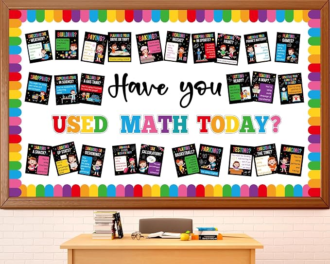 Math Theme Bulletin Board Set Colorful Mathematics Classroom Decoration Have by Yiaoyinnz