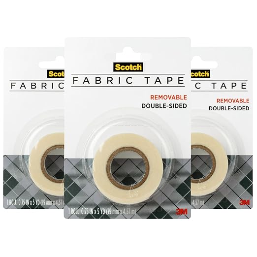 Scotch Removable Fabric Tape, 3/4 in x 180 in, 3 Rolls – Double-Sided No-Sew by Unknown