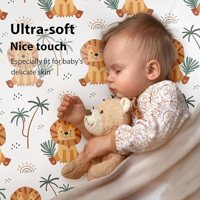 Baby Crib Sheets for Boys and Girls, 3 Pack Fitted Toddler Bed Sheets Neutral - Image 2